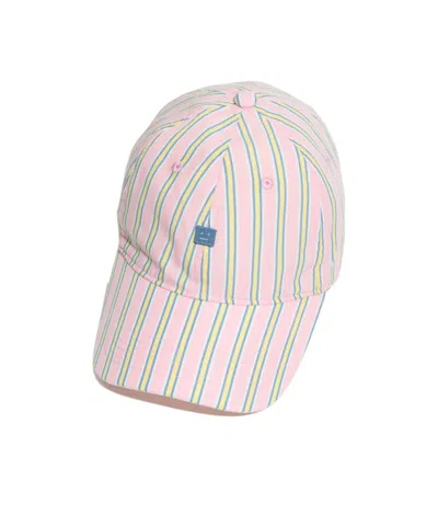 Acne Studios Logo-appliqué Striped Baseball Cap In Pink