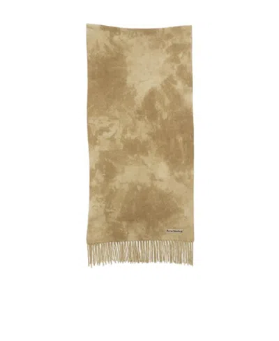 Acne Studios Logo-appliqué Wool Scarf In Nude