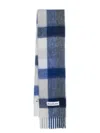 Acne Studios Logo-appliqué Checked Scarf In Blue