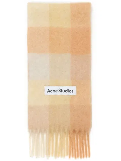 Acne Studios Logo-appliqué Checked Scarf In Neutrals