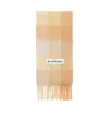 Acne Studios Checkered Fringed Alpaca Blend Scarf In Nude