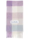 Acne Studios Logo-appliqué Checked Scarf In Purple