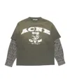 Acne Studios Logo-appliqué Layered T-shirt In Green