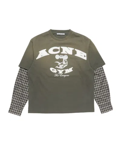 Acne Studios Logo-appliqué Layered T-shirt In Green
