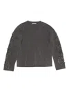 Acne Studios Gray Logo Long Sleeve T-shirt In Black