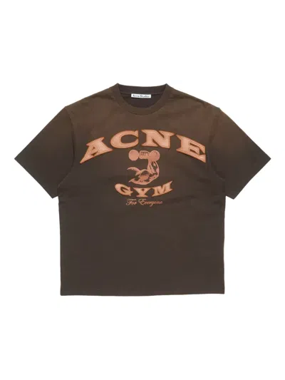 Acne Studios Logo-appliqué T-shirt In Brown