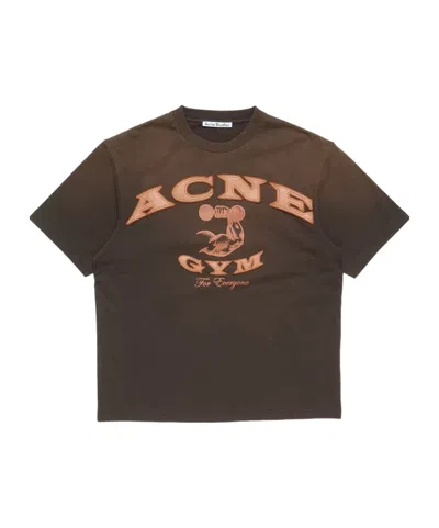 Acne Studios Logo-appliqué T-shirt In Brown