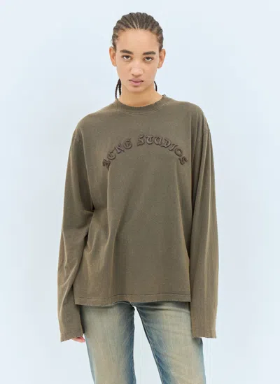 Acne Studios Logo Applique T-shirt In Khaki