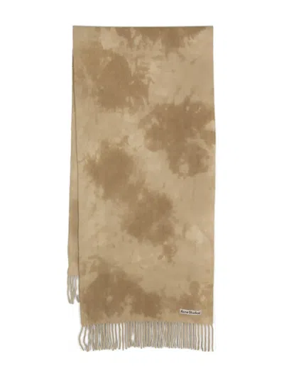 Acne Studios Logo-appliqué Wool Scarf In Green