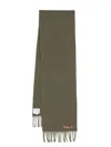 Acne Studios Logo-appliqué Wool Scarf In Khaki Green