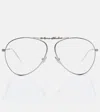 Acne Studios Logo-detail Pilot-frame Glasses In Metallic