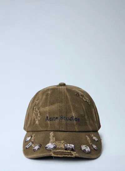Acne Studios Logo Baseball Cap In Brown
