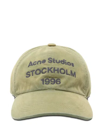 Acne Studios Logo Baseball Cap In Green