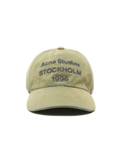 Acne Studios Logo Baseball Cap In Green