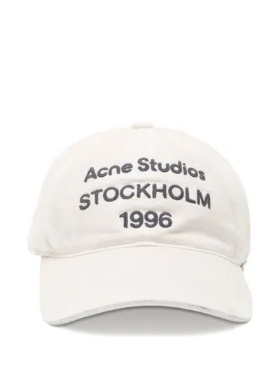 Acne Studios Logo Baseball Cap In White