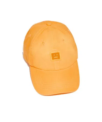 Acne Studios Logo Baseball Hat In Orange