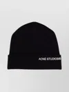 Acne Studios Logo Beanie Hat Folded Cuff In Animal Print