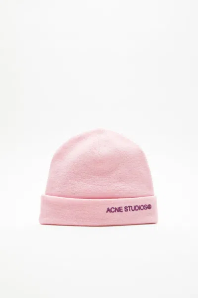 Acne Studios Logo Beanie In Light Pink