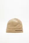 Acne Studios Logo Beanie In Shell Beige