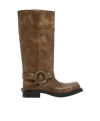 Acne Studios Vintage Leather Biker Boots With Distressed Effect In Taupe