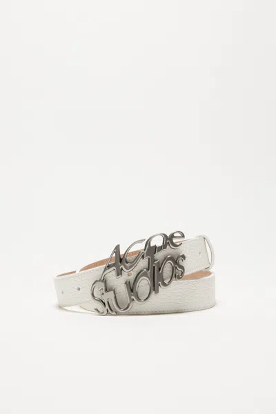 Acne Studios Logo-lettering Leather Belt In White
