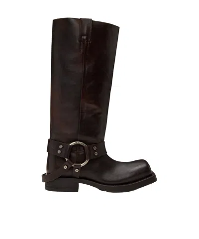 Acne Studios Logo Buckle Boots In Black