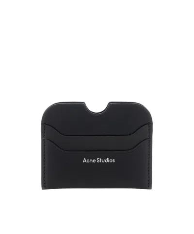 Acne Studios Black Card Holder With Laminated Logo At The Front In Smooth Leather Donna In Multicolor