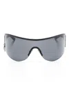 Acne Studios Logo-charm Shield-frame Sunglasses In 黑色