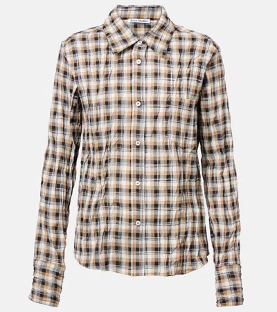 Acne Studios Logo Check Shirt In Neutrals