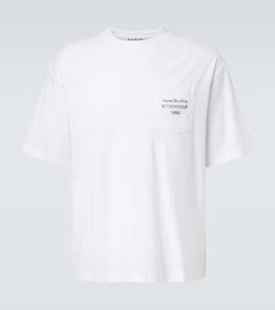 Acne Studios Logo Cotton And Hemp Jersey T-shirt In White