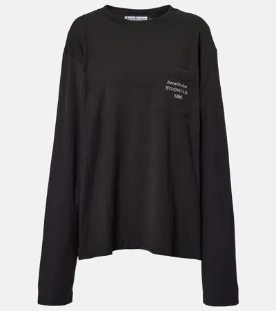Acne Studios Logo Cotton And Hemp Jersey Top In Black