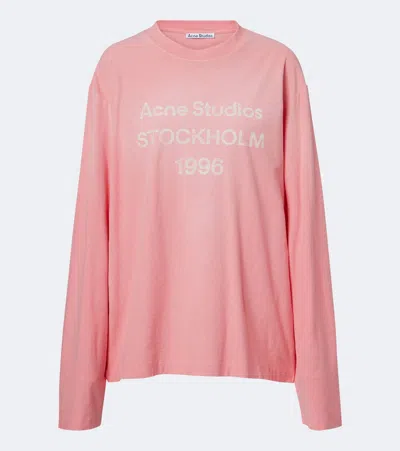 Acne Studios Logo Cotton And Hemp Jersey T-shirt In Pink