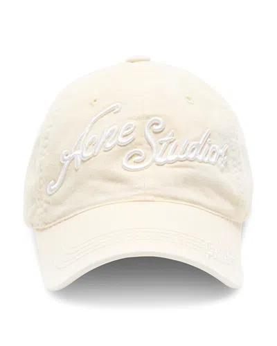Acne Studios Logo Cotton Baseball Hat In Orange