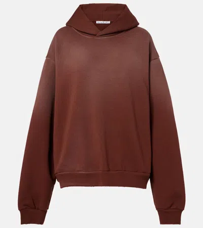 Acne Studios Logo Cotton-blend Fleece Hoodie In Brown