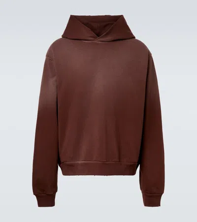 Acne Studios Logo Cotton-blend Jersey Hoodie In Brown