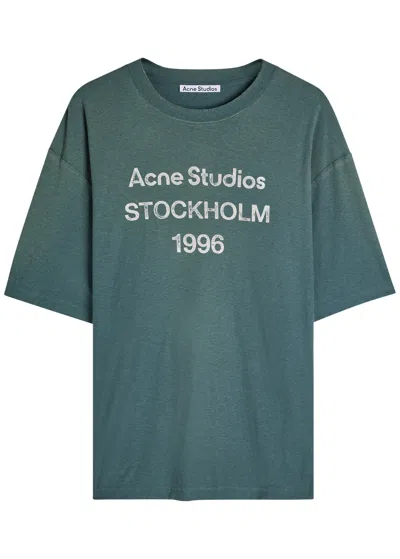 Acne Studios Logo Cotton-blend T-shirt In Green