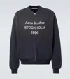Acne Studios Logo Zip Front Cotton Blend Sweatshirt In Blue