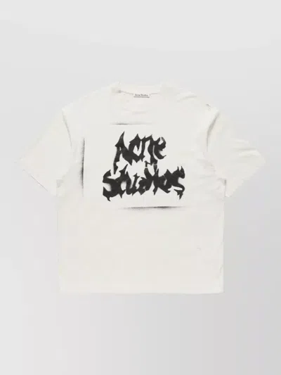 Acne Studios Logo-print Distressed Cotton-blend Jersey T-shirt In White