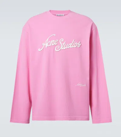 Acne Studios Logo Cotton Jersey T-shirt In Pink