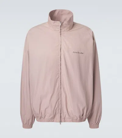 Acne Studios Logo Cotton Poplin Bomber Jacket In Neutral