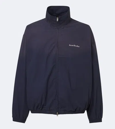 Acne Studios Logo Cotton Poplin Jacket In Blue