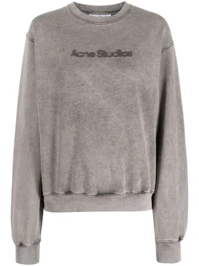 Acne Studios Logo Detailed Crewneck Sweatshirt In Grey