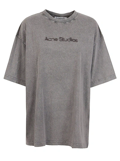 Acne Studios Logo Cotton T-shirt In Grey