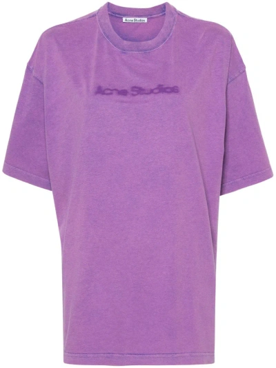 Acne Studios Logo Cotton T-shirt In Violet