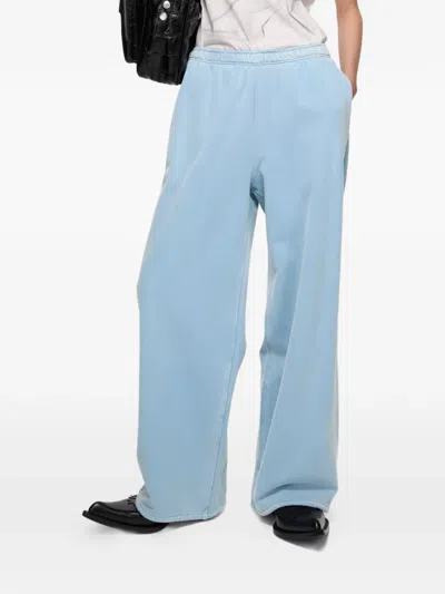 Acne Studios Logo Cotton Trousers In Blue