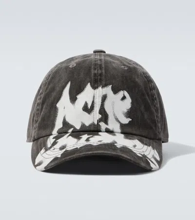 Acne Studios Logo Cotton Twill Baseball Cap In Red
