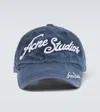 Acne Studios Logo Cotton Twill Baseball Cap In Blue