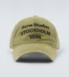 Acne Studios Logo Cotton Twill Baseball Cap In Green