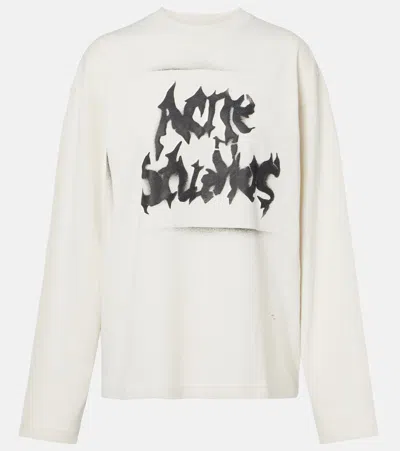 Acne Studios Logo Cotton-blend Jersey Sweatshirt In Neutral