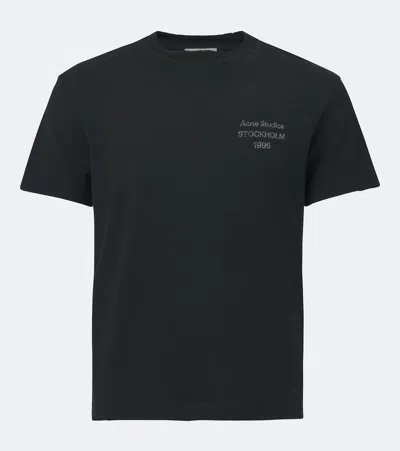 Acne Studios Logo Cotton-blend Jersey T-shirt In Black